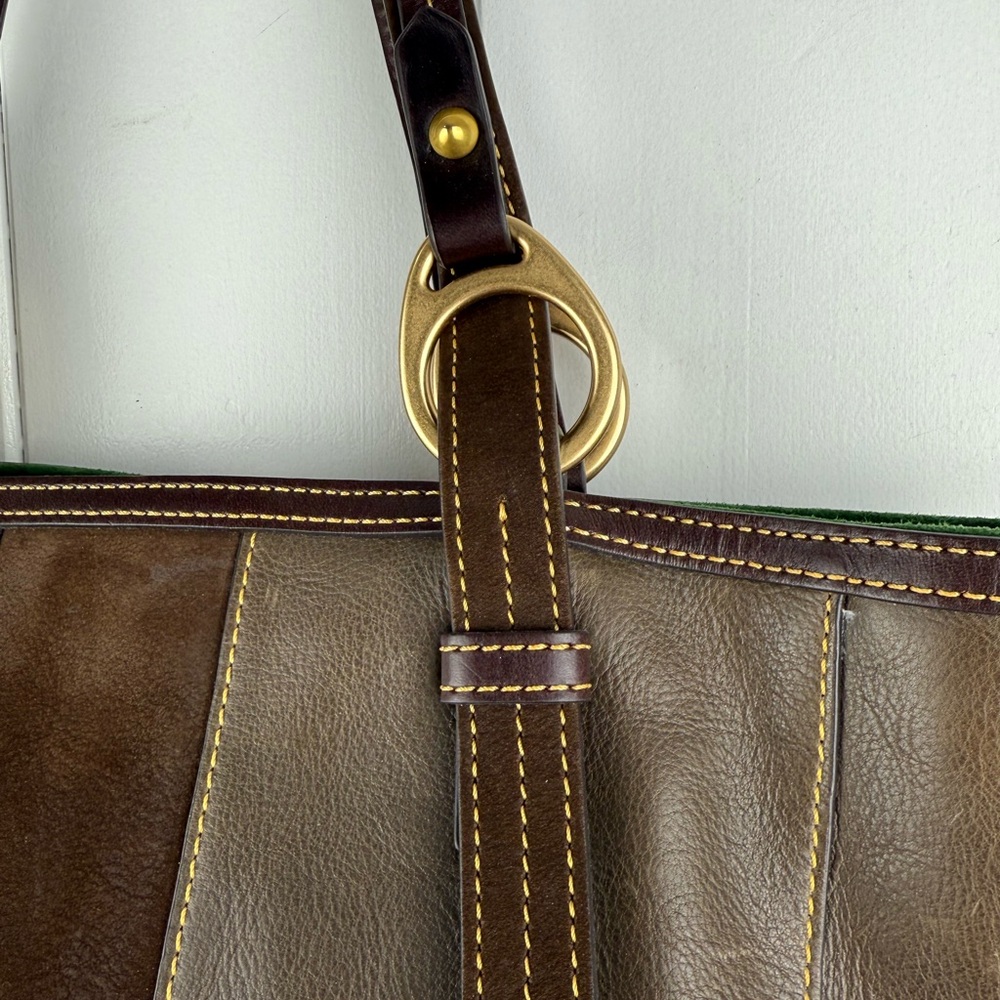 Dooney & Bourke Two-Tone Brown Leather Tote - Picture 3 of 9
